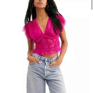 Free people making me smile  Pink Ruffled Top
